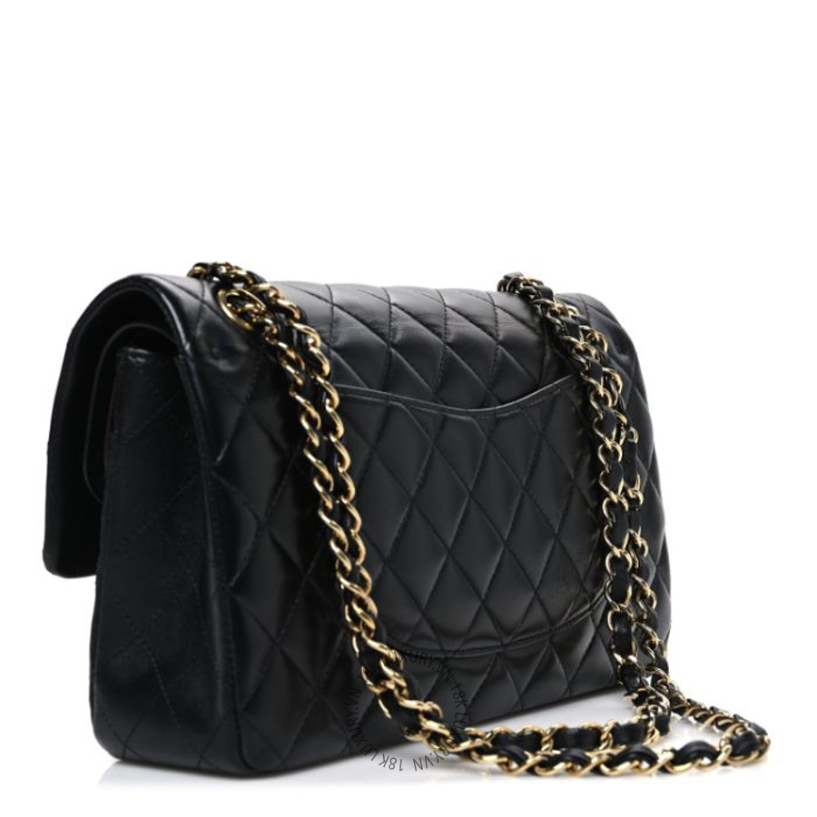 Túi Xách Đeo Chéo Chanel Lambskin Quilted Medium Double Flap Black CDBC691