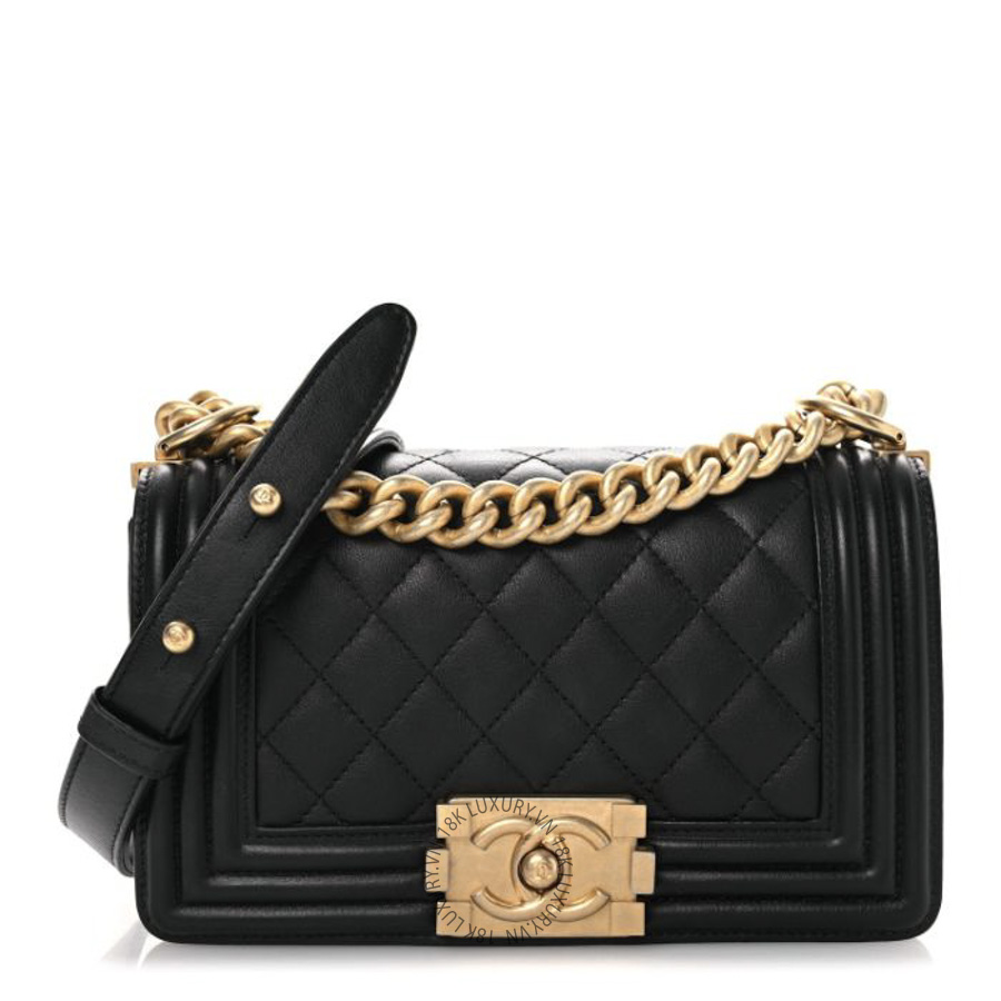 Túi Xách Đeo Chéo Chanel Lambskin Quilted Small Boy Flap Black CDBC609