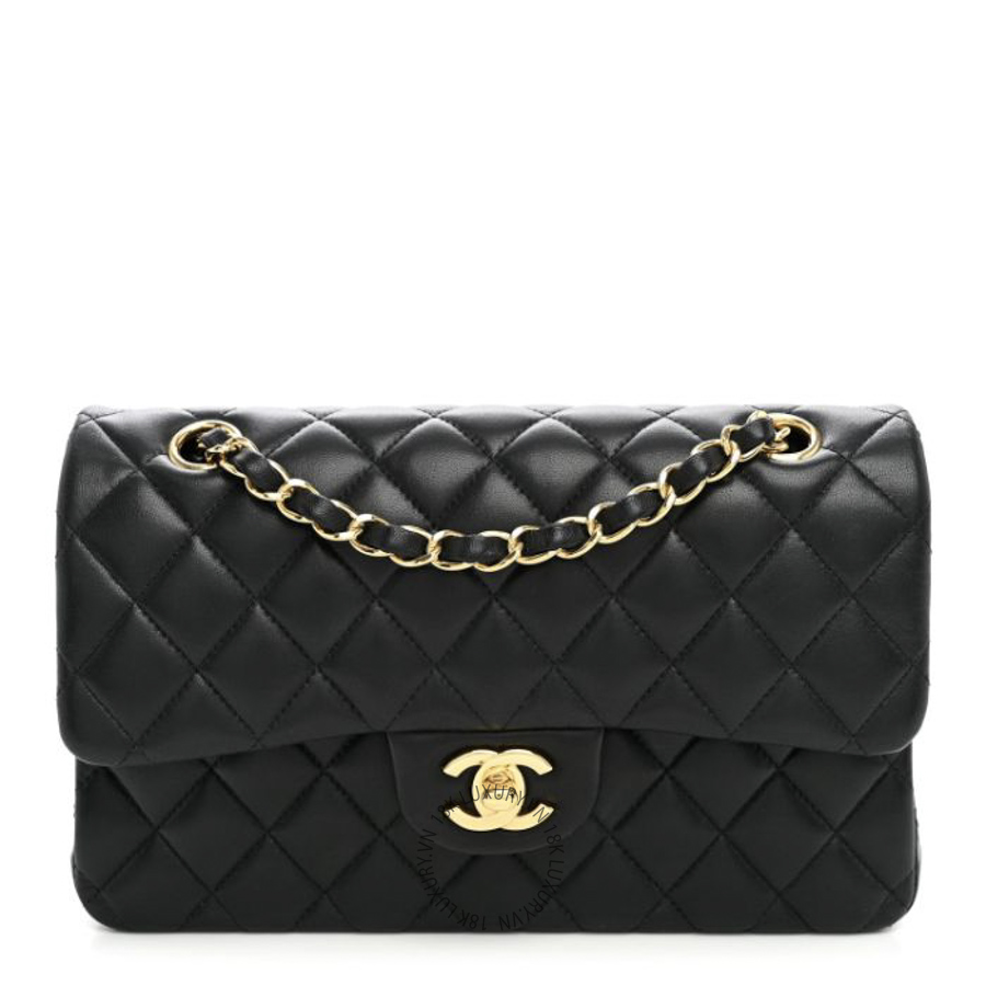 Túi Xách Đeo Chéo Chanel Lambskin Quilted Small Double Flap Black CDBC553