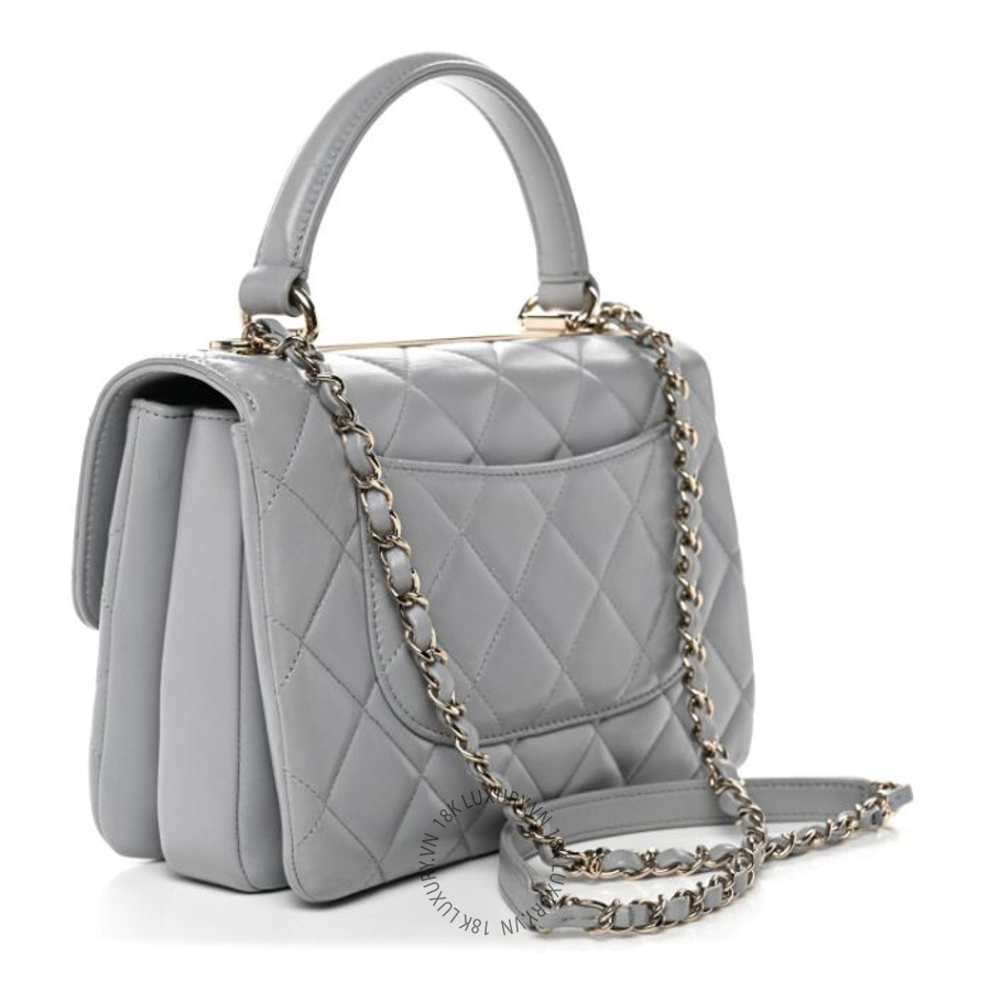Túi Xách Đeo Chéo Chanel Lambskin Quilted Small Trendy CC Flap Dual Handle Bag Grey CDBC1087