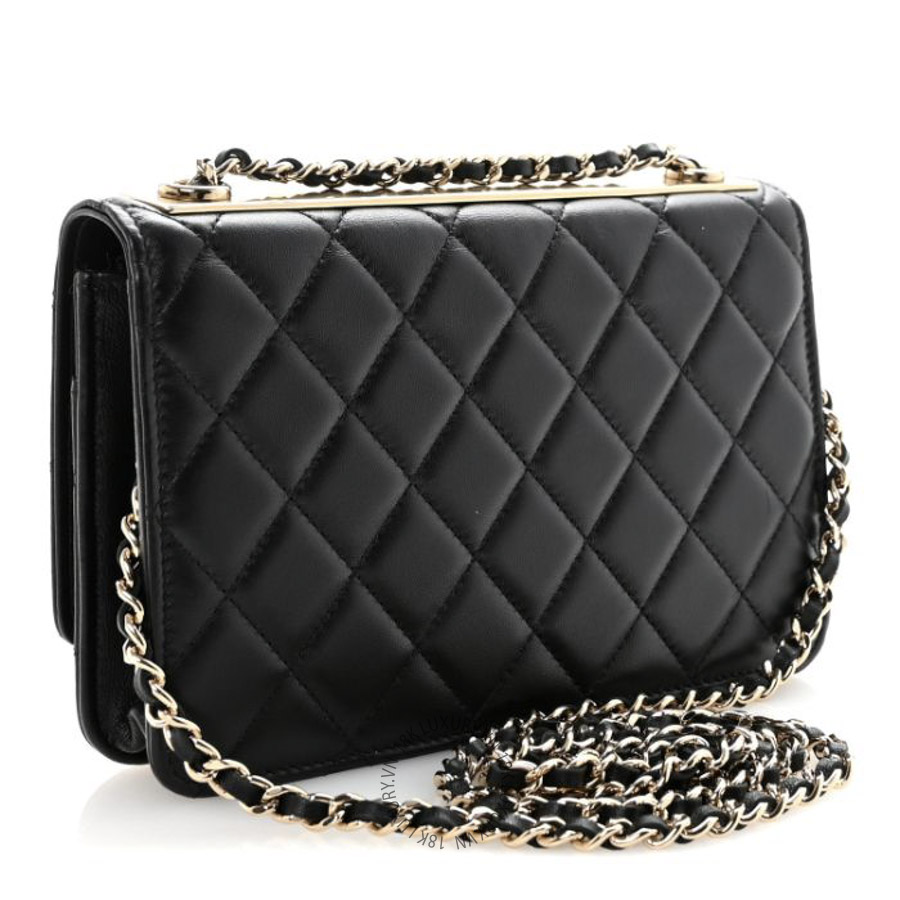 Túi Xách Đeo Chéo Chanel Lambskin Quilted Trendy CC Wallet On Chain WOC Black CDBC055