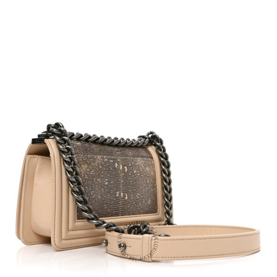 Túi Xách Đeo Chéo Chanel Lizard Calfskin Small Boy Flap Pink CDBC517
