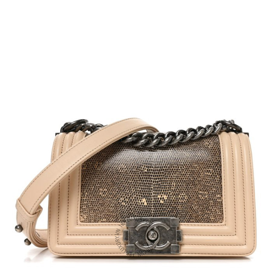 Túi Xách Đeo Chéo Chanel Lizard Calfskin Small Boy Flap Pink CDBC517