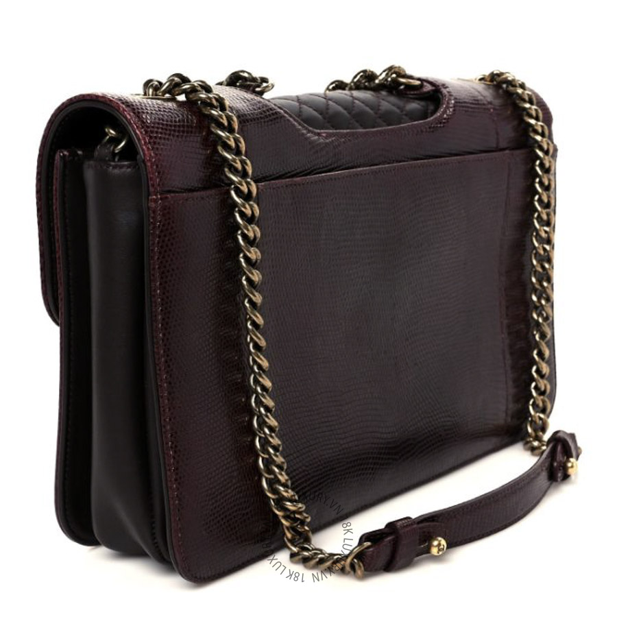 Túi Xách Đeo Chéo Chanel Lizard Lambskin Quilted Large Perfect Edge Flap Burgundy CDBC340