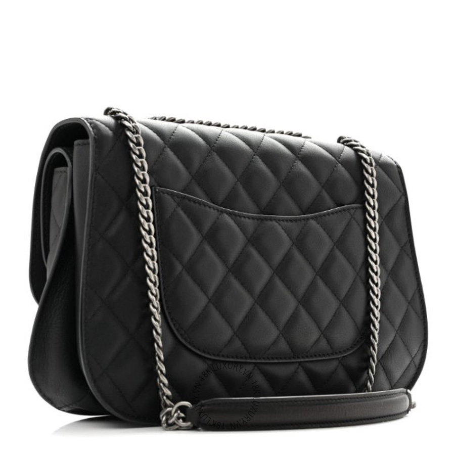 Túi Xách Đeo Chéo Chanel Metallic Goatskin Quilted Large Rock In Rome Flap Black CDBC014