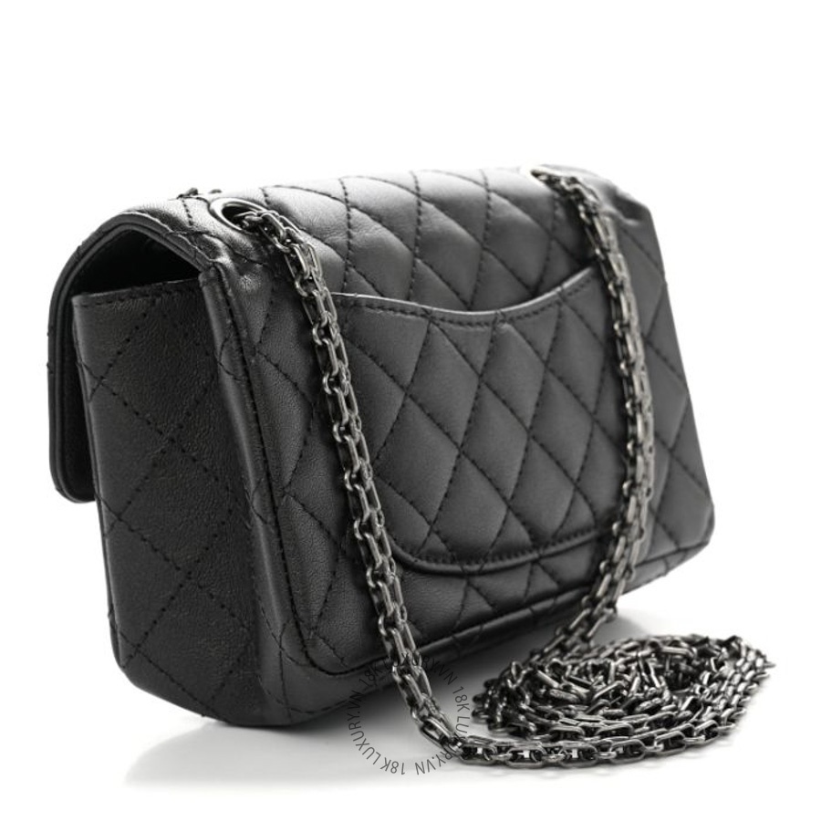Túi Xách Đeo Chéo Chanel Metallic Sheepskin Quilted 2.55 Reissue Mini Flap Dark Grey CDBC502