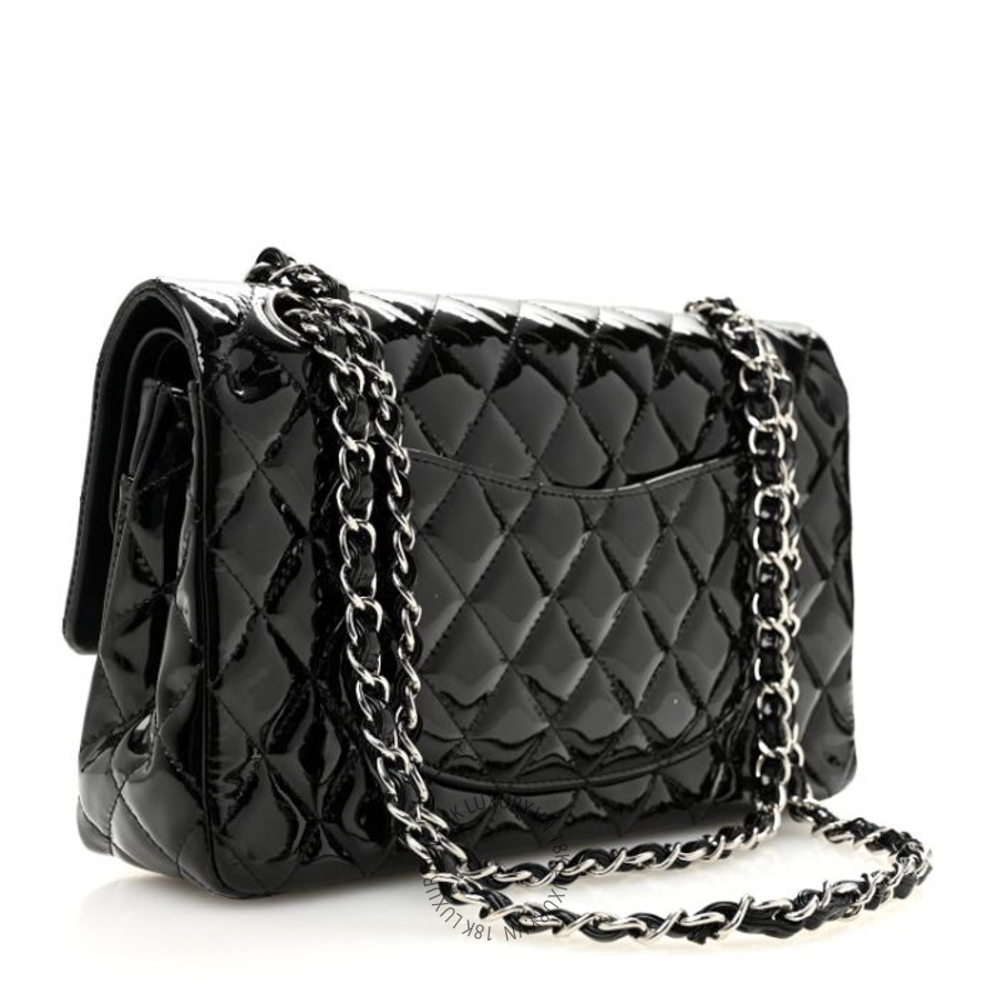 Túi Xách Đeo Chéo Chanel Patent Quilted Medium Double Flap Black CDBC037