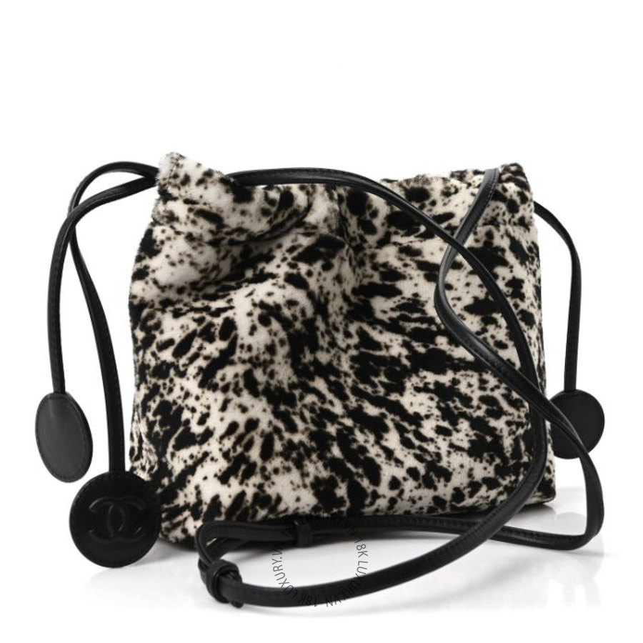 Túi Xách Đeo Chéo Chanel Pony Hair Printed Chic Lady Shoulder Bag White Black CDBC876