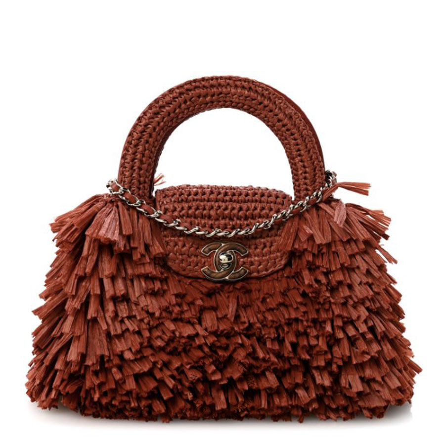 Túi Xách Đeo Chéo Chanel Raffia Fringe Nano Kelly Shopper Red CDBC855