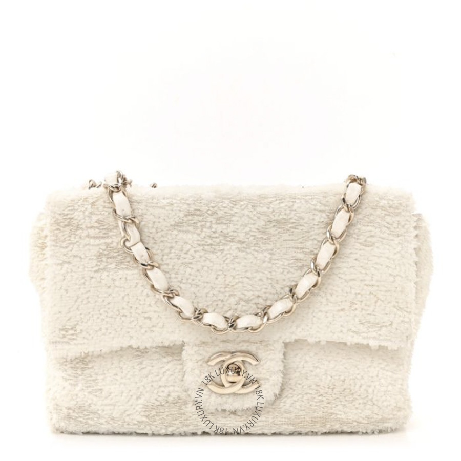 Túi Xách Đeo Chéo Chanel Sequin Small Single Flap White CDBC305