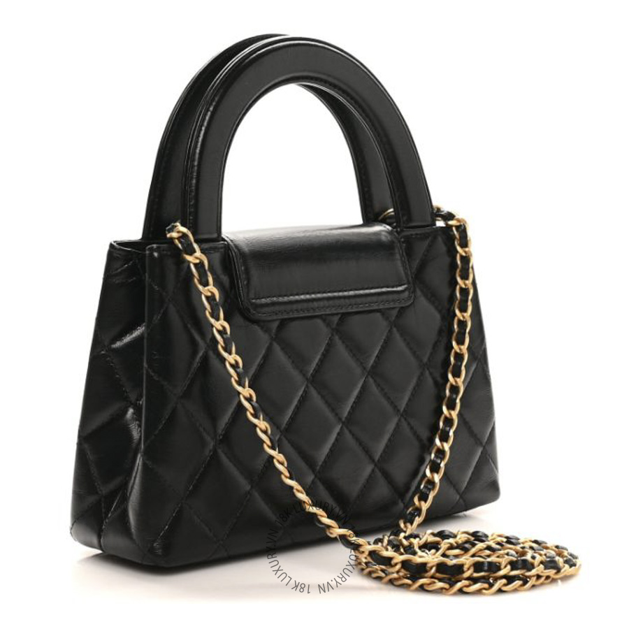 Túi Xách Đeo Chéo Chanel Shiny Aged Calfskin Quilted Nano Kelly Shopper Black CDBC006
