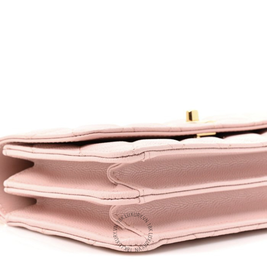 Túi Xách Đeo Chéo Chanel Shiny Caviar Quilted Flap Charm Wallet On Chain WOC Light Pink CDBC801 23 Túi Xách Đeo Chéo Chanel Shiny Caviar Quilted Flap Charm Wallet On Chain WOC Light Pink CDBC801