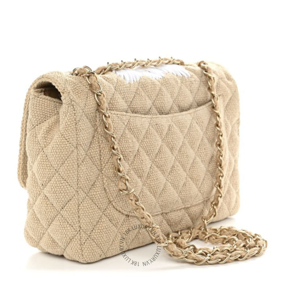 Túi Xách Đeo Chéo Chanel Tweed Raffia Coco Country Jumbo Flap CDBC391