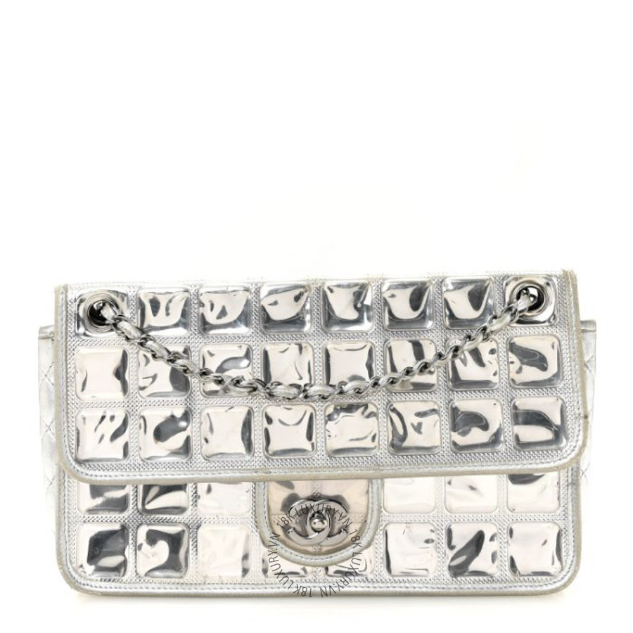 Túi Xách Đeo Chéo Chanel Vinyl Large Ice Cube Flap Silver CDBC871