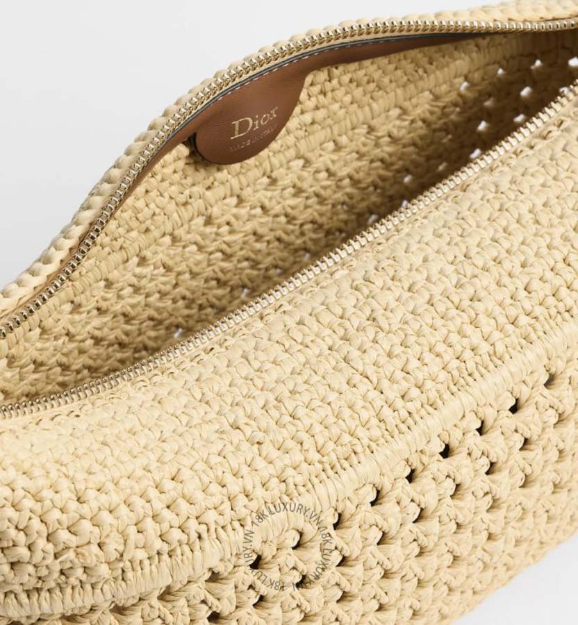 Túi Xách Đeo Chéo Dioriviera Nomad Pouch Natural Raffia-Effect Woven Technical Fabric S2424OIKT_M78E RMTM044