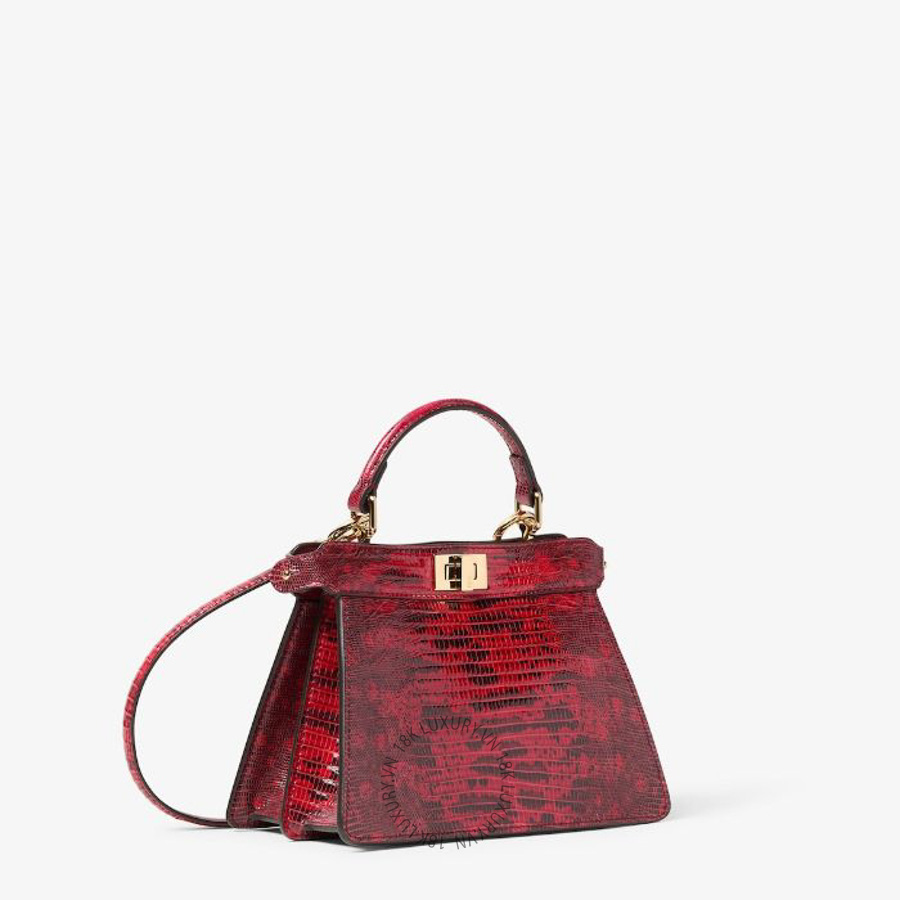 Túi Xách Đeo Chéo Fendi Peekaboo ISeeU Petite Dark red lizard leather bag 8BN335B1JBF0TX1 FND065