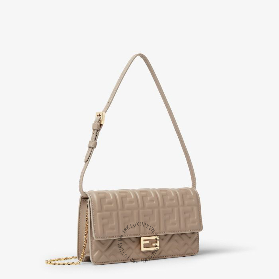 Túi Xách Đeo Chéo Fendi Tube On Chain Dove gray nappa leather with FF motif 8M0498AAJDF0E65 FND134
