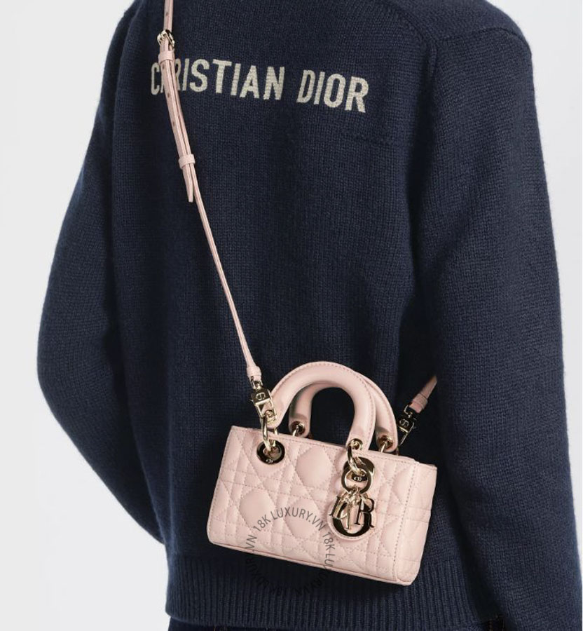 Túi Xách Đeo Chéo Lady D-Joy Micro Bag Powder Pink Cannage Lambskin S0910ONGE_M413 RMTM101