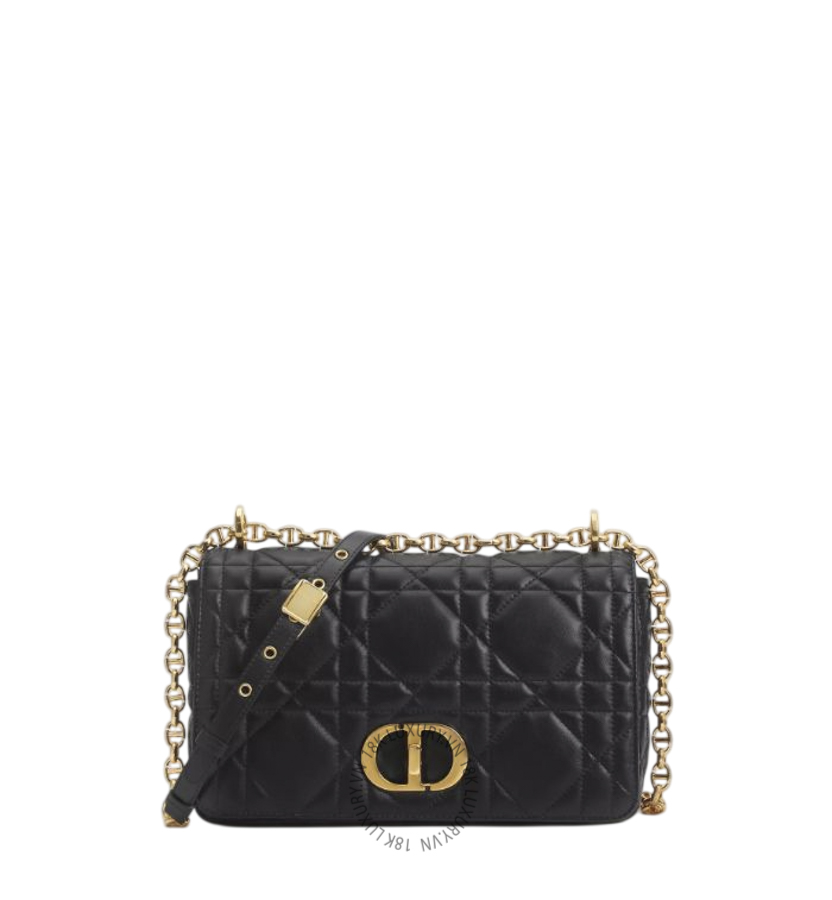 Túi Xách Đeo Chéo Medium Soft Dior Caro Bag Black Macrocannage Lambskin M9253UHPA_M900 AMXM269