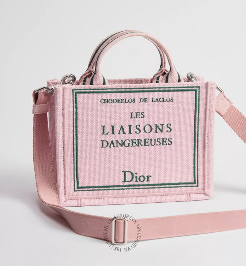 Túi Xách Đeo Chéo Mini Dior Book Tote with Strap Pink and Green Book Cover Embroidery S5584PEHO_M19I RMTM072