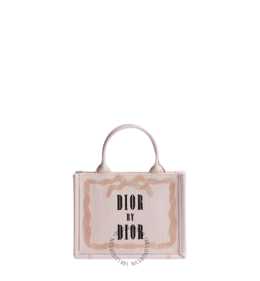 Túi Xách Đeo Chéo Mini Dior Book Tote with Strap Rose Tendre Book Cover Embroidery S5584PEWL_M03I RMTM071