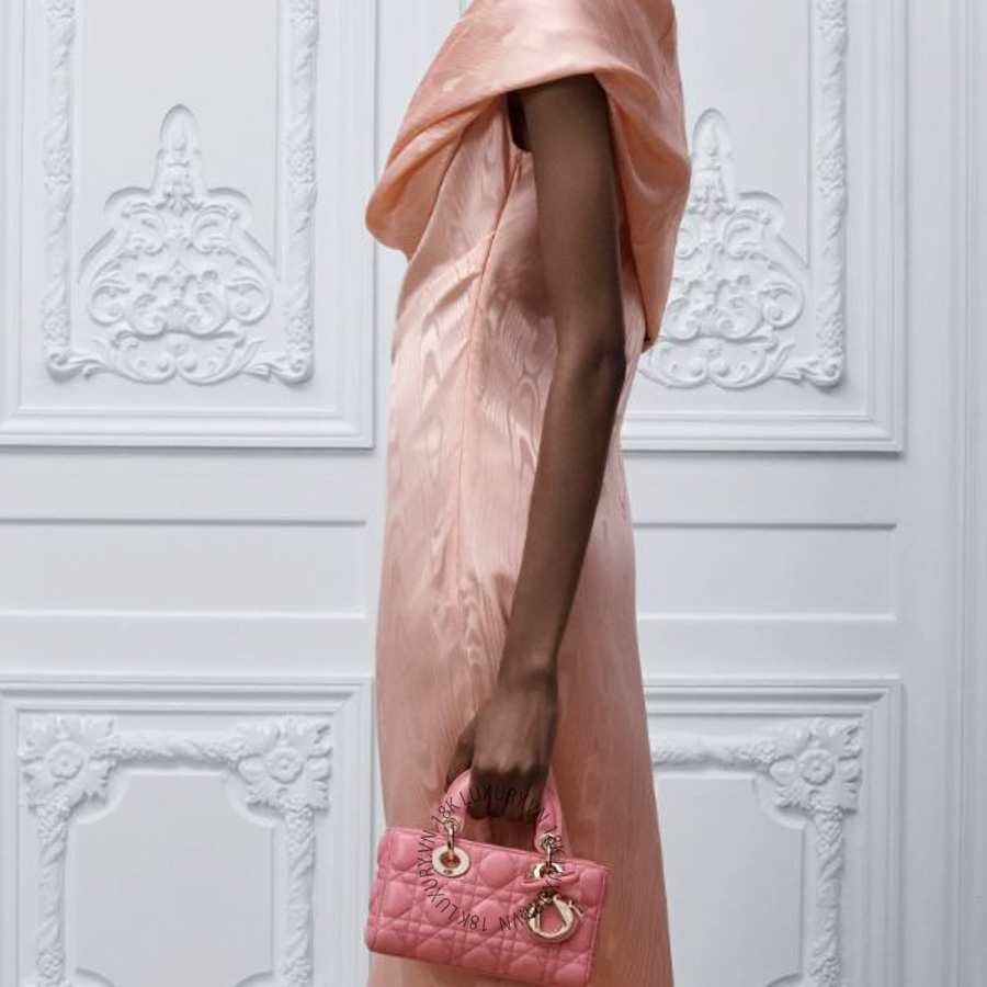 Túi Xách Đeo Chéo Mini Lady D-Joy Bag Fraise Cannage Lambskin M0636OUQA_M27N AMXM159
