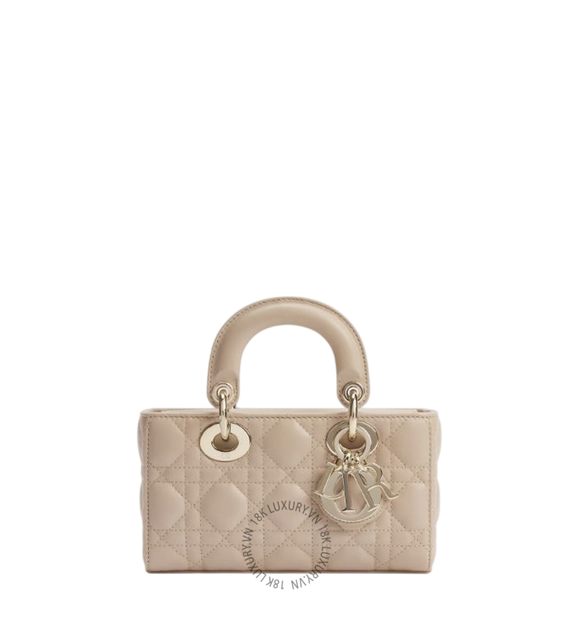 Túi Xách Đeo Chéo Mini Lady D-Joy Bag Powder Beige Cannage Lambskin M0636ONGE_M51U AMXM293