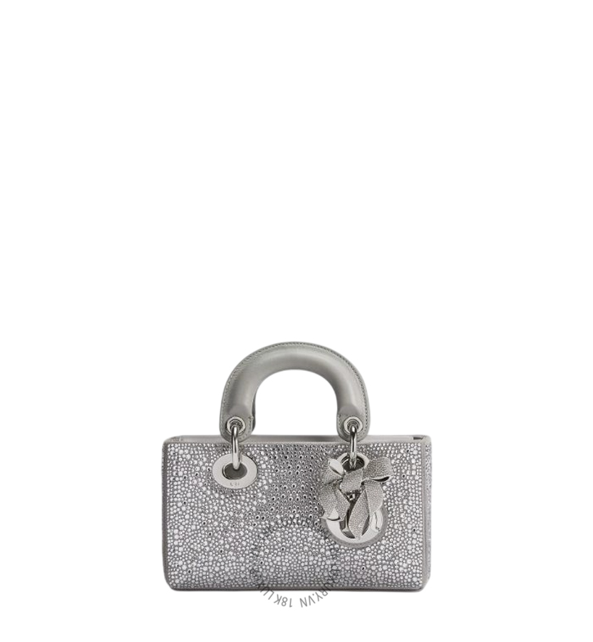 Túi Xách Đeo Chéo Mini Lady D-Joy Bag Silver-Tone Lambskin and Strass M0664PIKK_M00E AMXM108