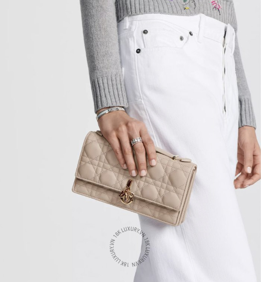 Túi Xách Đeo Chéo My Dior Mini Bag Powder Beige Cannage Lambskin S0980ONMJ_M51U RMTM098