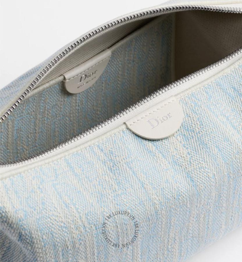 Túi Xách Đeo Chéo Nomad Pouch Céleste Blue and Beige Dior Oblique Washed Jacquard S2424PGHF_M43I RMTM067