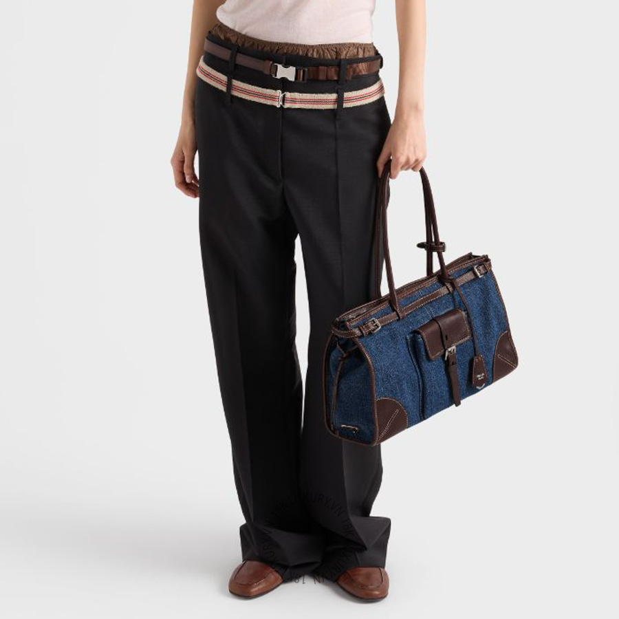 Túi xách đeo chéo Prada Bonnie large denim and leather handbag 1BA433_2GCF_F0C1B_V_OTM NTPR056