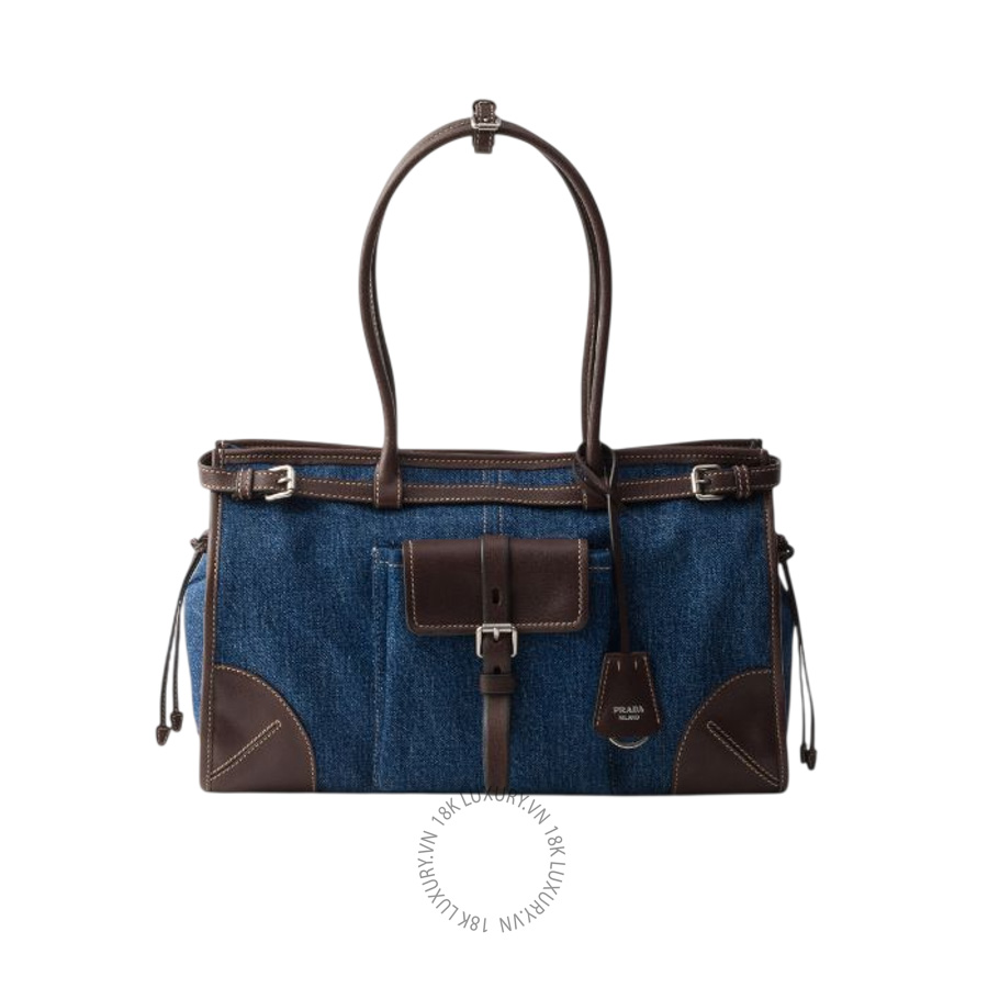 Túi xách đeo chéo Prada Bonnie large denim and leather handbag 1BA433_2GCF_F0C1B_V_OTM NTPR056