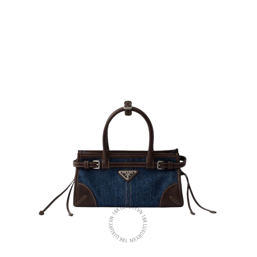 Túi xách đeo chéo Prada Bonnie small denim and leather handbag 1BA486_2GCF_F0C1B_V_OFO NTPR054