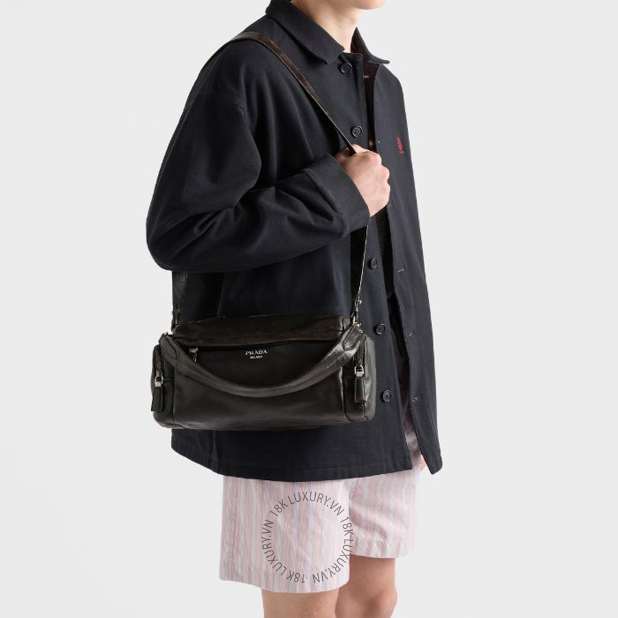 Túi xách đeo chéo Prada Distressed nappa leather shoulder 2VH217_2C75_F0003_V_OOO NTPR332