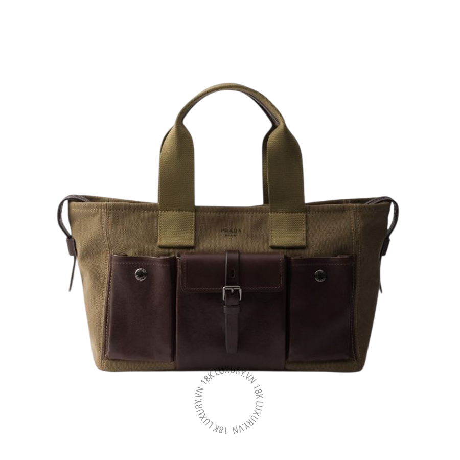 Túi xách đeo chéo Prada Route large canvas and leather tote bag 1BG651_2G6W_F0161_V_OOO NTPR075