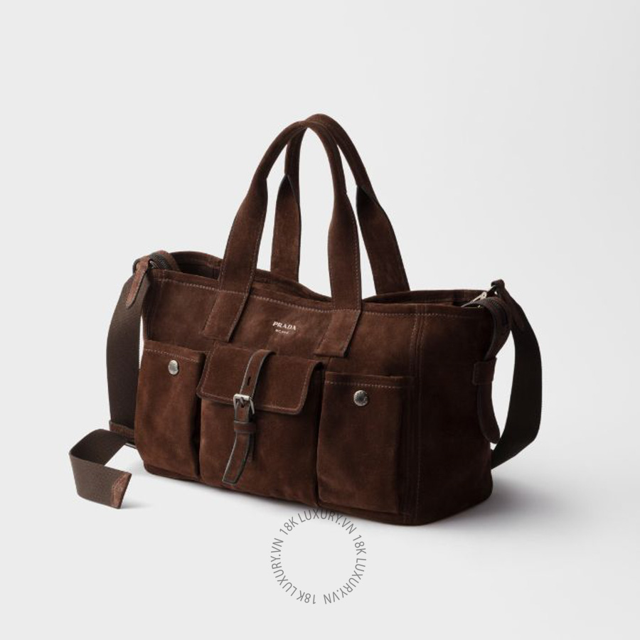 Túi xách đeo chéo Prada Route large suede tote bag 1BG651_2C4S_F0003_V_OOO NTPR074