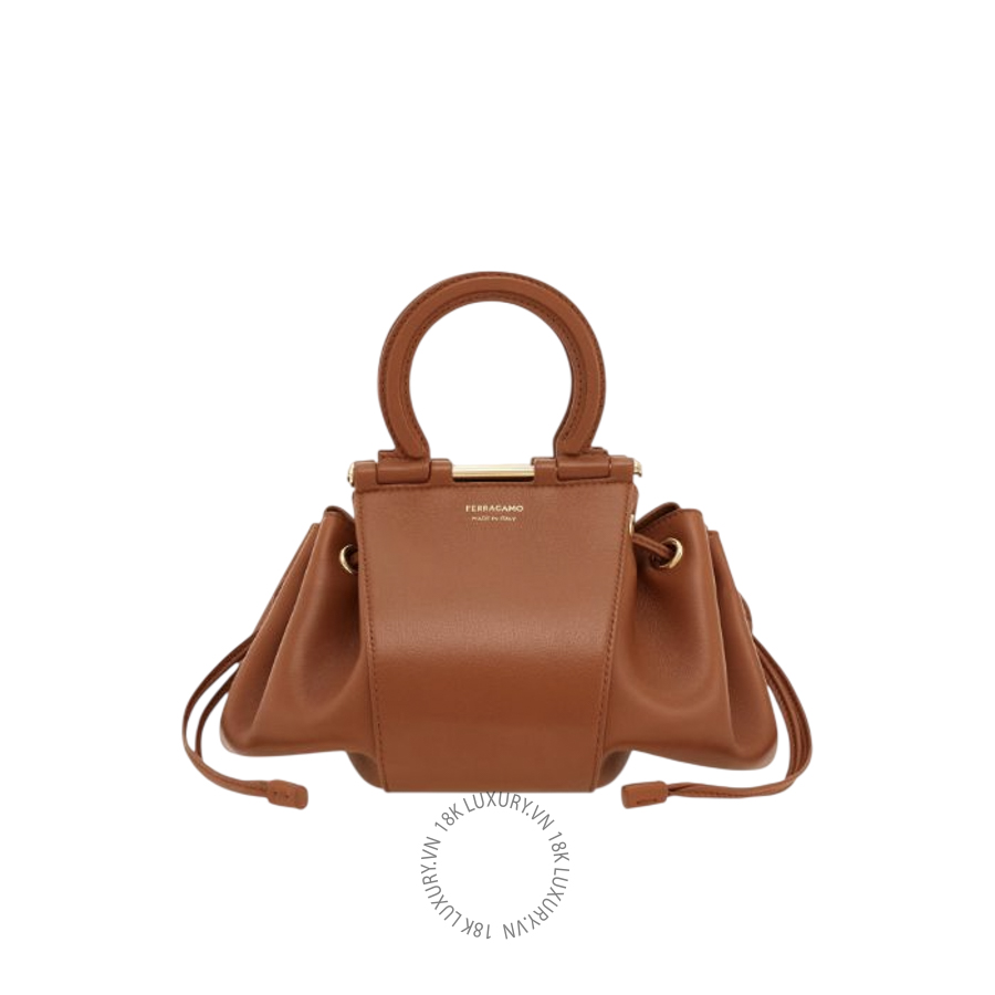 Túi Xách Đeo Chéo Salvatore Ferragamo Gancini bucket bag natural brown 21A594790697 MTRK055