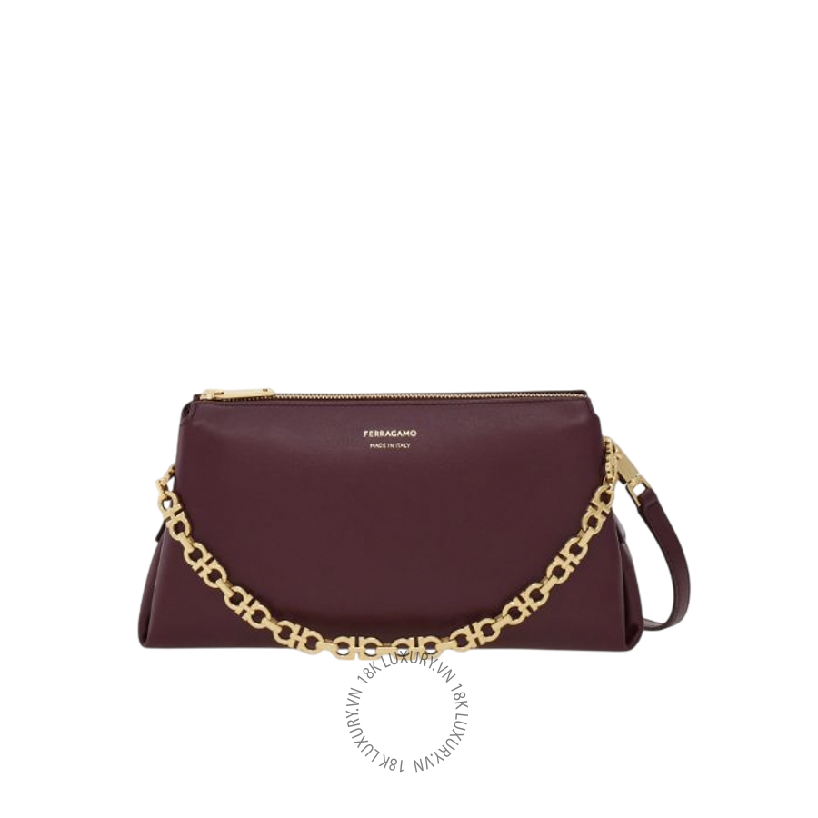Túi Xách Đeo Chéo Salvatore Ferragamo Gancini chain mini bag plum 221076790051 MTRK033
