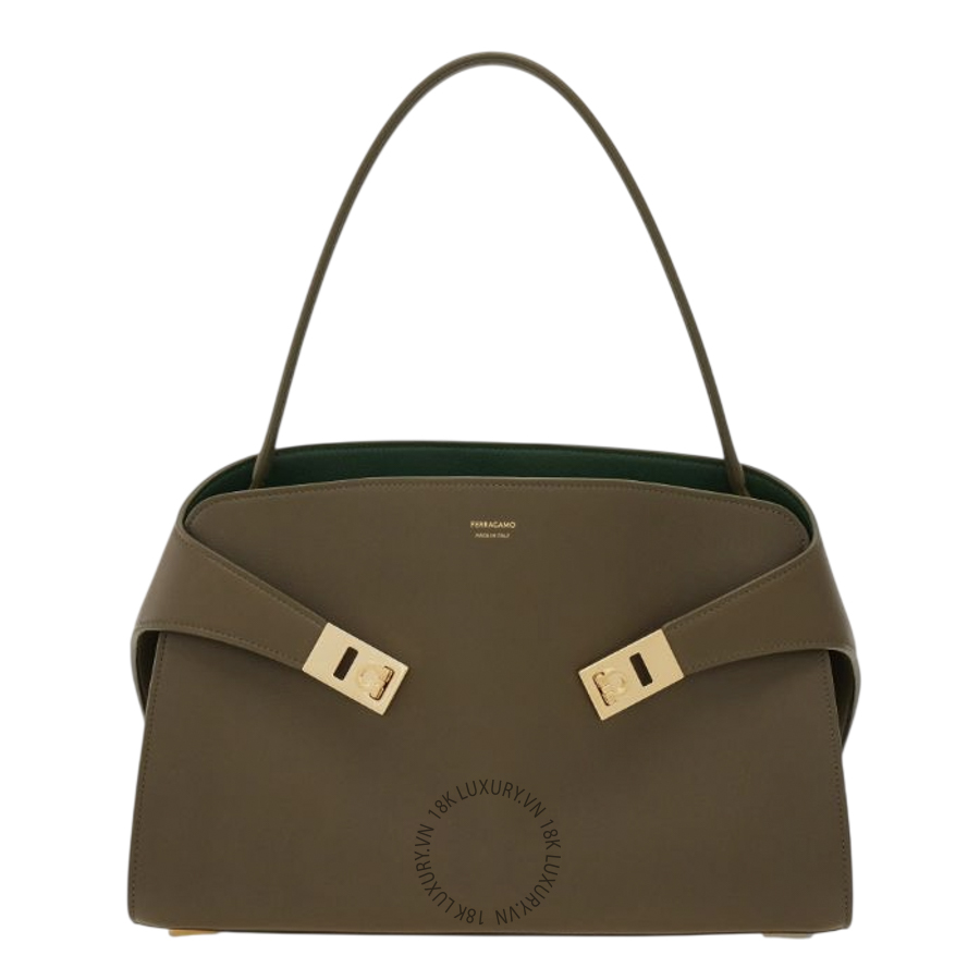 Túi Xách Đeo Chéo Salvatore Ferragamo Hug Soft bicolor shoulder bag (M) Olive green 219816780593 MTRK169