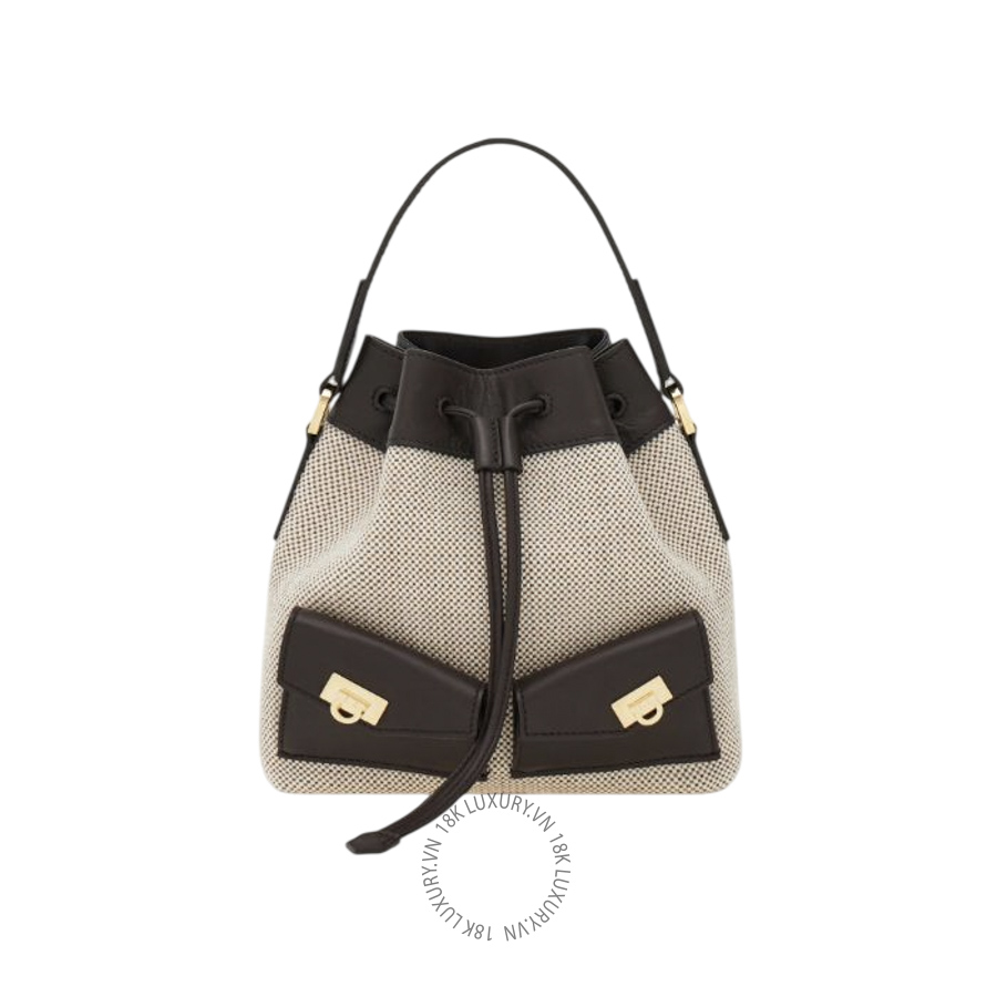 Túi Xách Đeo Chéo Salvatore Ferragamo Multipocket bucket bag natural nude/Testa di Moro 221152793816 MTRK004