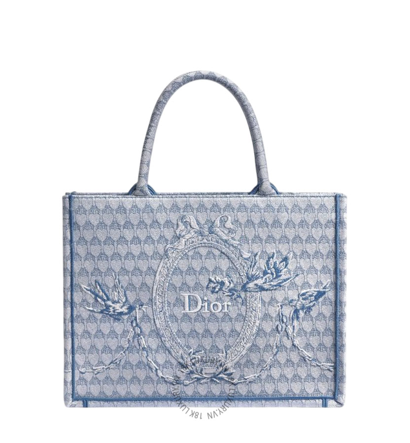 Túi Xách Dior Qixi Medium Dior Book Tote with Strap Blue Dior Colibri Embroidery and Dior Médaillon M1354OEOC_M65E AMXM072