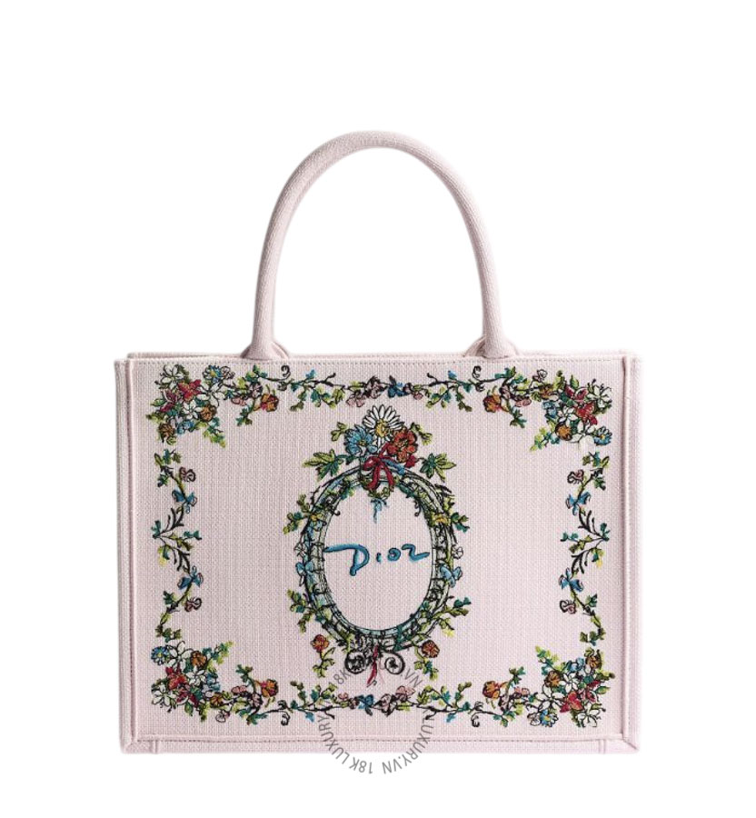 Túi Xách Dioriviera Medium Dior Book Tote with Strap Pink Multicolor Dior Arabesque Embroidery M1354PEJO_M03I AMXM201