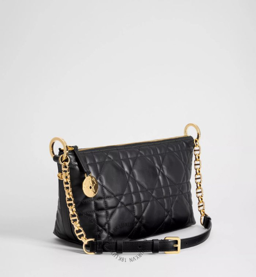 Túi Xách Diorstar Hobo Bag with Chain Black Macrocannage Lambskin S3202UDBB_M900 RMTM117