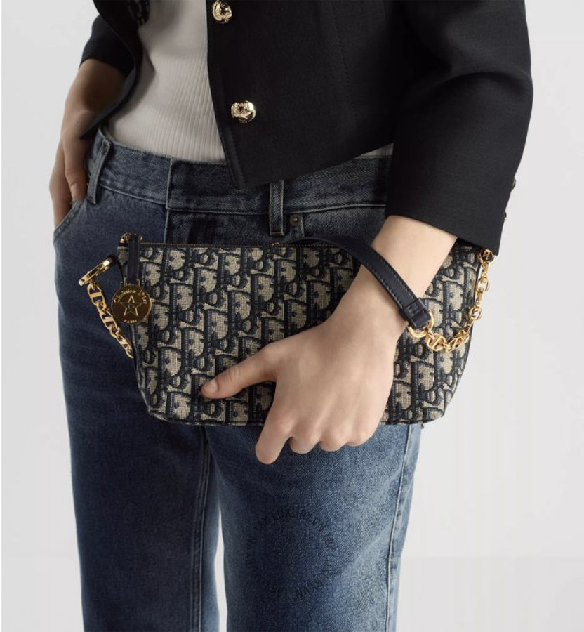 Túi Xách Diorstar Hobo Bag with Chain Blue Dior Oblique S3202UTZQ_M928 RMTM116