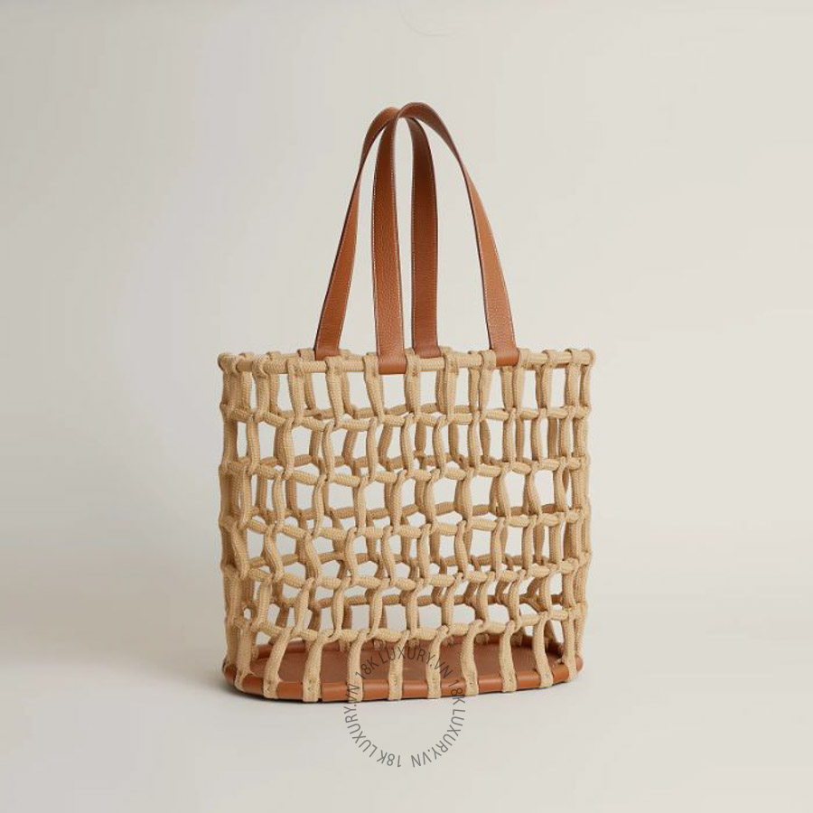 Túi Xách Hermes Cordage tote bag Naturel / Gold H085476CAAB MHM066