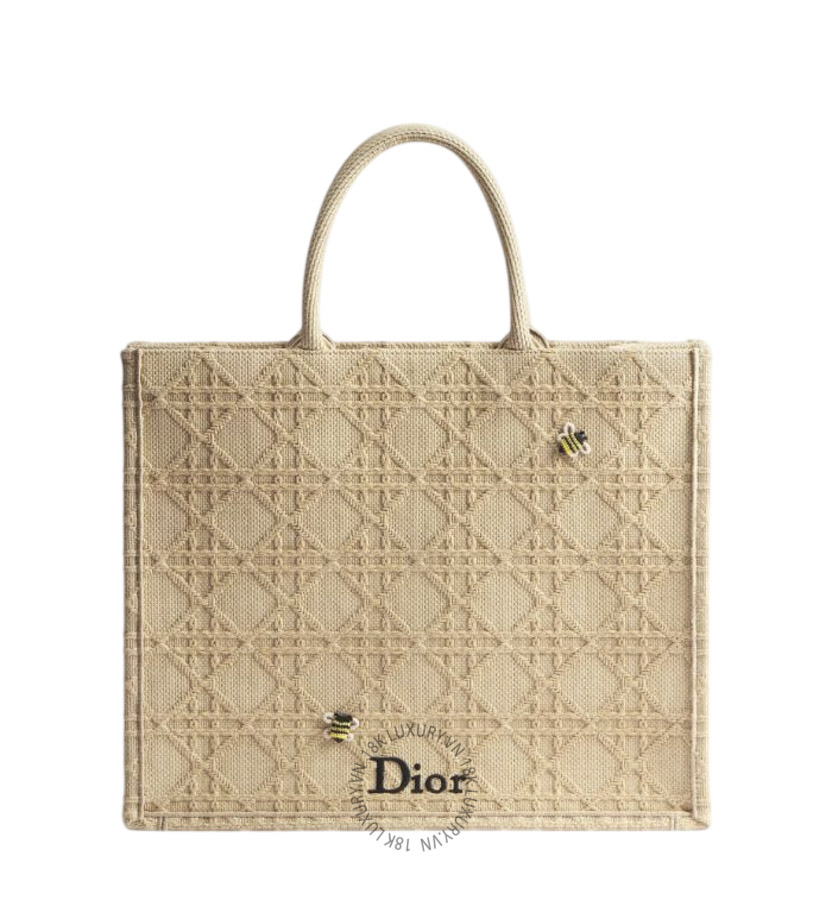 Túi Xách Large Dior Book Tote Natural Raffia-Effect Cannage Embroidery M1349OEQY_M918 AMXM079