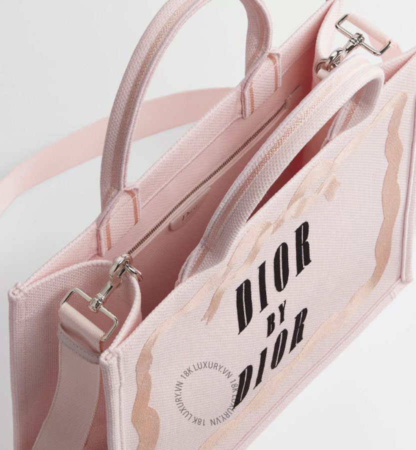 Túi Xách Medium Dior Book Tote with Strap Pink Book Cover Embroidery M1354PEWL_M03I AMXM186 12 Túi Xách Medium Dior Book Tote with Strap Pink Book Cover Embroidery M1354PEWL_M03I AMXM186