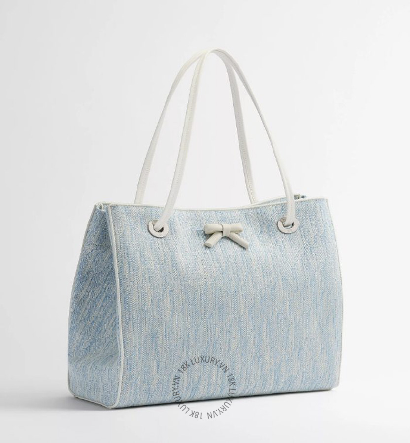 Túi Xách Medium Dior Promenade Shopping Bag Céleste Blue Dior Oblique Washed Jacquard M1409PGHF_M43I AMXM139