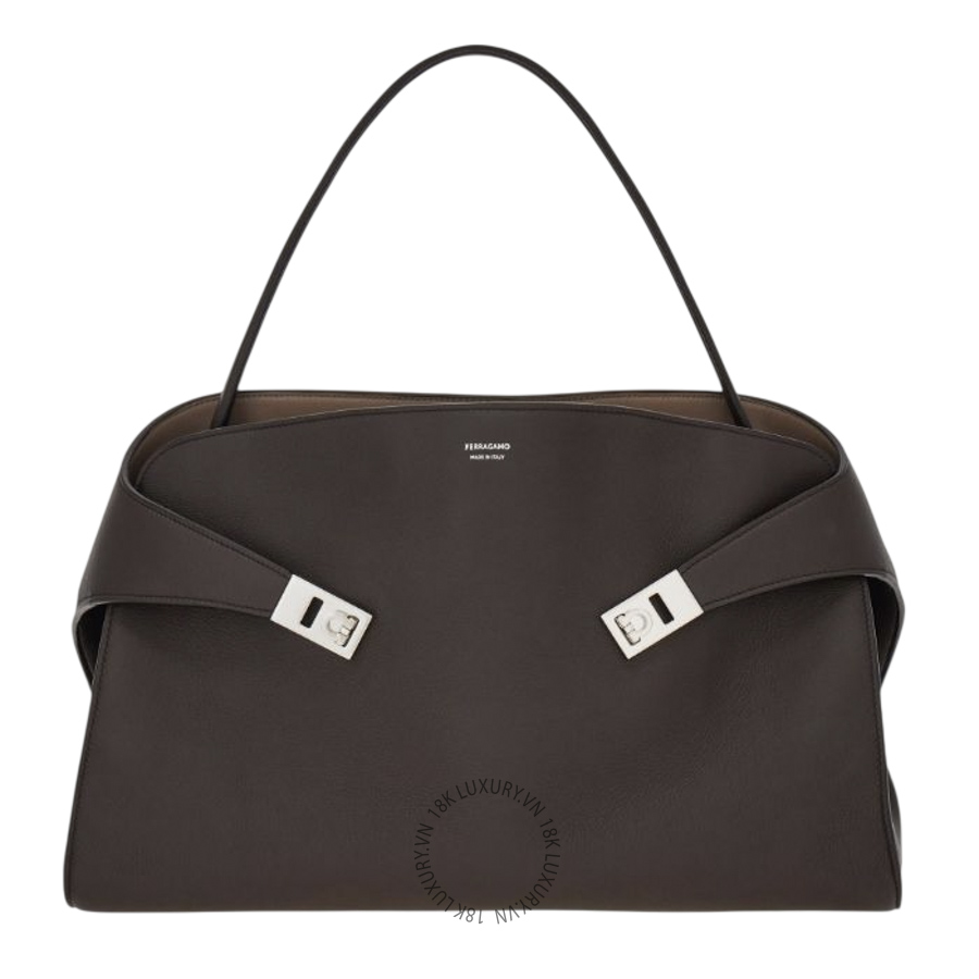 Túi Xách Salvatore Ferragamo Hug Soft bicolor shoulder bag (L) Testa di Moro/Warm taupe 219939795206 MTRK224