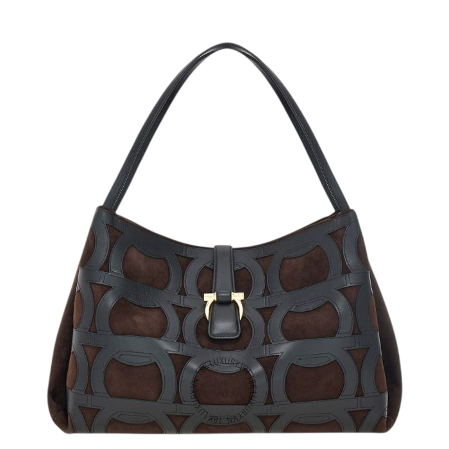 Túi Xách Salvatore Ferragamo Mia tote bag (L) Testa di Moro/Black 21A252786088 MTRK097